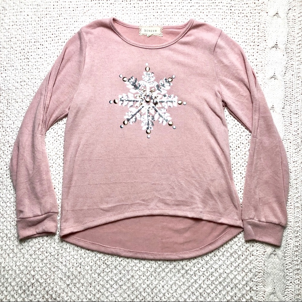 4/$20 btween Girls Light Pink Snowflake Sweater